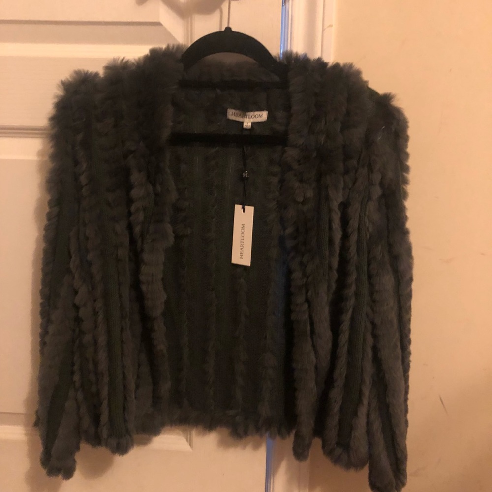 HEARTLOOM ROSA FUR JACKET in charcoal